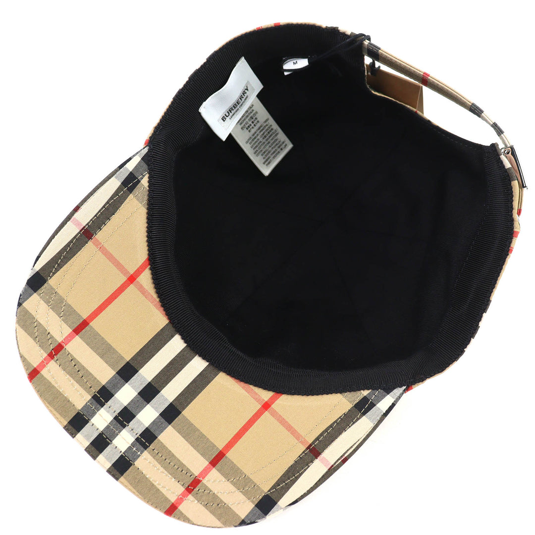 未使用品△BURBERRY バーバリー 8068032 コットン100％ TBロゴ ノバチェック柄 ベースボールキャップ 帽子 ベージュ M イタリア製 正規品