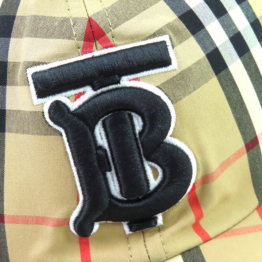 未使用品△BURBERRY バーバリー 8068032 コットン100％ TBロゴ ノバチェック柄 ベースボールキャップ 帽子 ベージュ M イタリア製 正規品