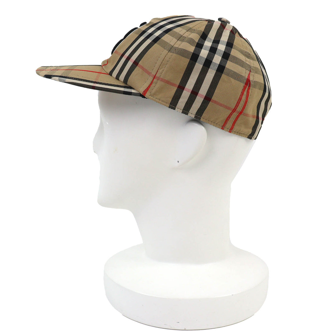 未使用品△BURBERRY バーバリー 8068032 コットン100％ TBロゴ ノバチェック柄 ベースボールキャップ 帽子 ベージュ M イタリア製 正規品