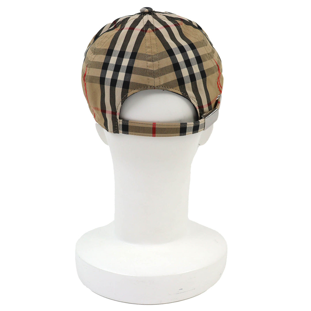 未使用品△BURBERRY バーバリー 8068032 コットン100％ TBロゴ ノバチェック柄 ベースボールキャップ 帽子 ベージュ M イタリア製 正規品