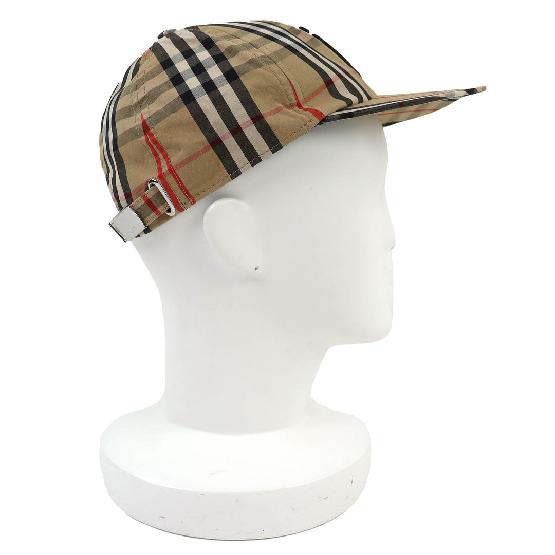 未使用品△BURBERRY バーバリー 8068032 コットン100％ TBロゴ ノバチェック柄 ベースボールキャップ 帽子 ベージュ M イタリア製 正規品