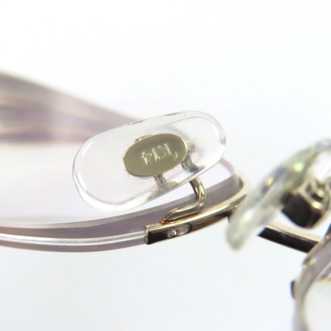 美品▼Chopard ショパール K14WG 20Pダイヤモンド ハーフリム ロゴ入り メガネ 眼鏡 アイウェア シルバー 54□16 135 度入り 重量26.8g