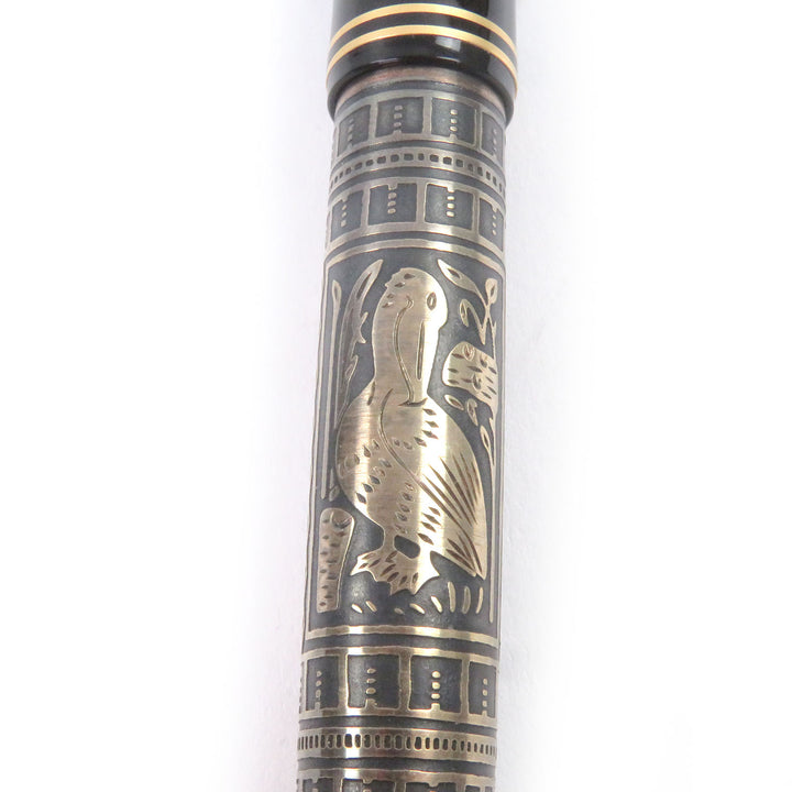 美品□PERIKAN ペリカン M700 トレド GP×レジン ペン先18K Mニブ 最初期型 キャップ 万年筆 ブラック ゴールド グレー ケース付 メンズ