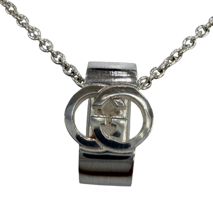 美品☆GUCCI グッチ 818927 インターロッキングG ペンダント ネックレス AG925 現行品 シルバー 伊製 重量11.0g 定価73700円 箱・保袋付