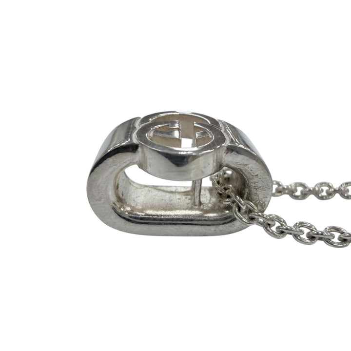 美品☆GUCCI グッチ 818927 インターロッキングG ペンダント ネックレス AG925 現行品 シルバー 伊製 重量11.0g 定価73700円 箱・保袋付
