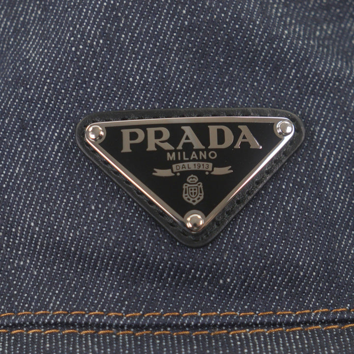 未使用品▼PRADA プラダ 2HC137 トライアングルロゴ 三角プレート ブルーデニム 帽子 バケットハット インディゴ XL 伊製 正規品 メンズ