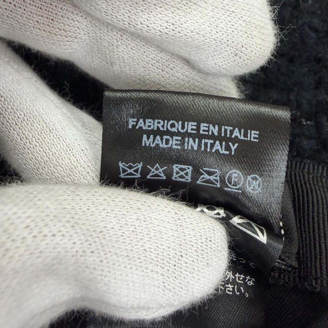 美品☆CHANEL シャネル 22B AA8560 コットン ウール ココマーク ツイード ハット ブラック ゴールド金具 M イタリア製 正規品 レディース