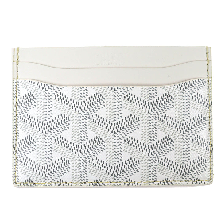 未使用品△GOYARD ゴヤール サンシュルピス PVC レザー ヘリンボーン パスケース 定期入れ カードケース ホワイト グレー 箱付き 仏製