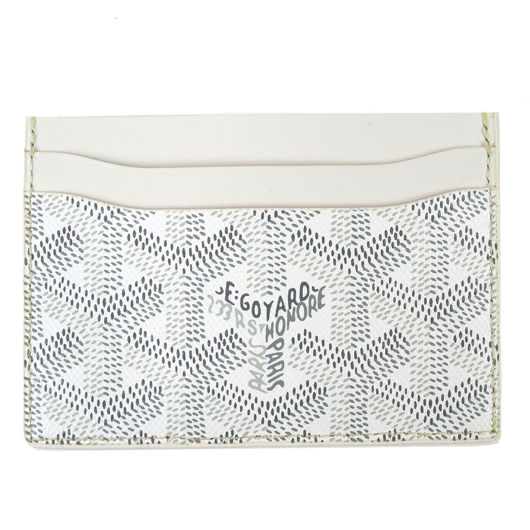 未使用品△GOYARD ゴヤール サンシュルピス PVC レザー ヘリンボーン パスケース 定期入れ カードケース ホワイト グレー 箱付き 仏製