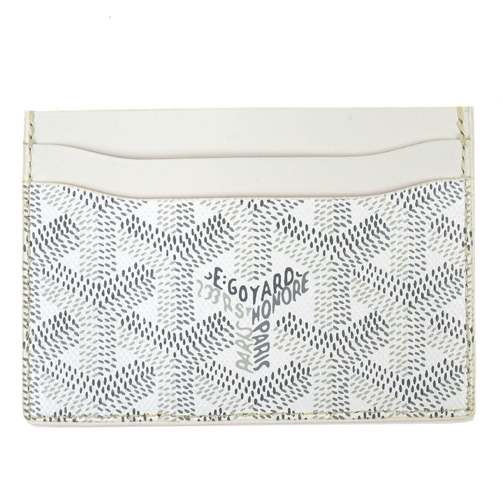 未使用品△GOYARD ゴヤール サンシュルピス PVC レザー ヘリンボーン パスケース 定期入れ カードケース ホワイト グレー 箱付き 仏製
