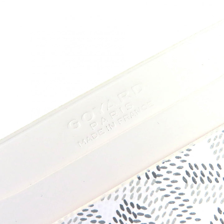 未使用品△GOYARD ゴヤール サンシュルピス PVC レザー ヘリンボーン パスケース 定期入れ カードケース ホワイト グレー 箱付き 仏製