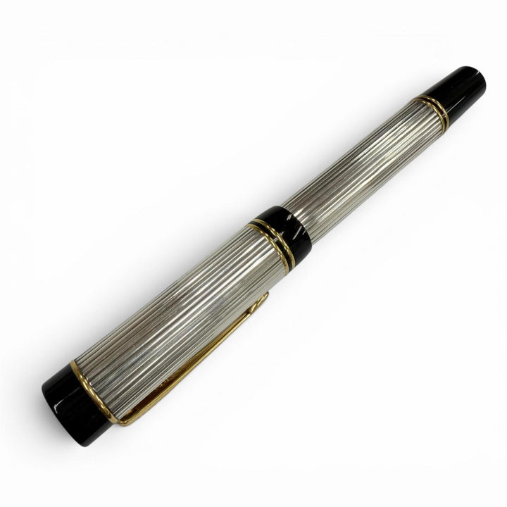 美品▼PARKER パーカー デュオフォールド センテニアル ペン先18K Fニブ 万年筆 シルバー ゴールド ブラック メンズ