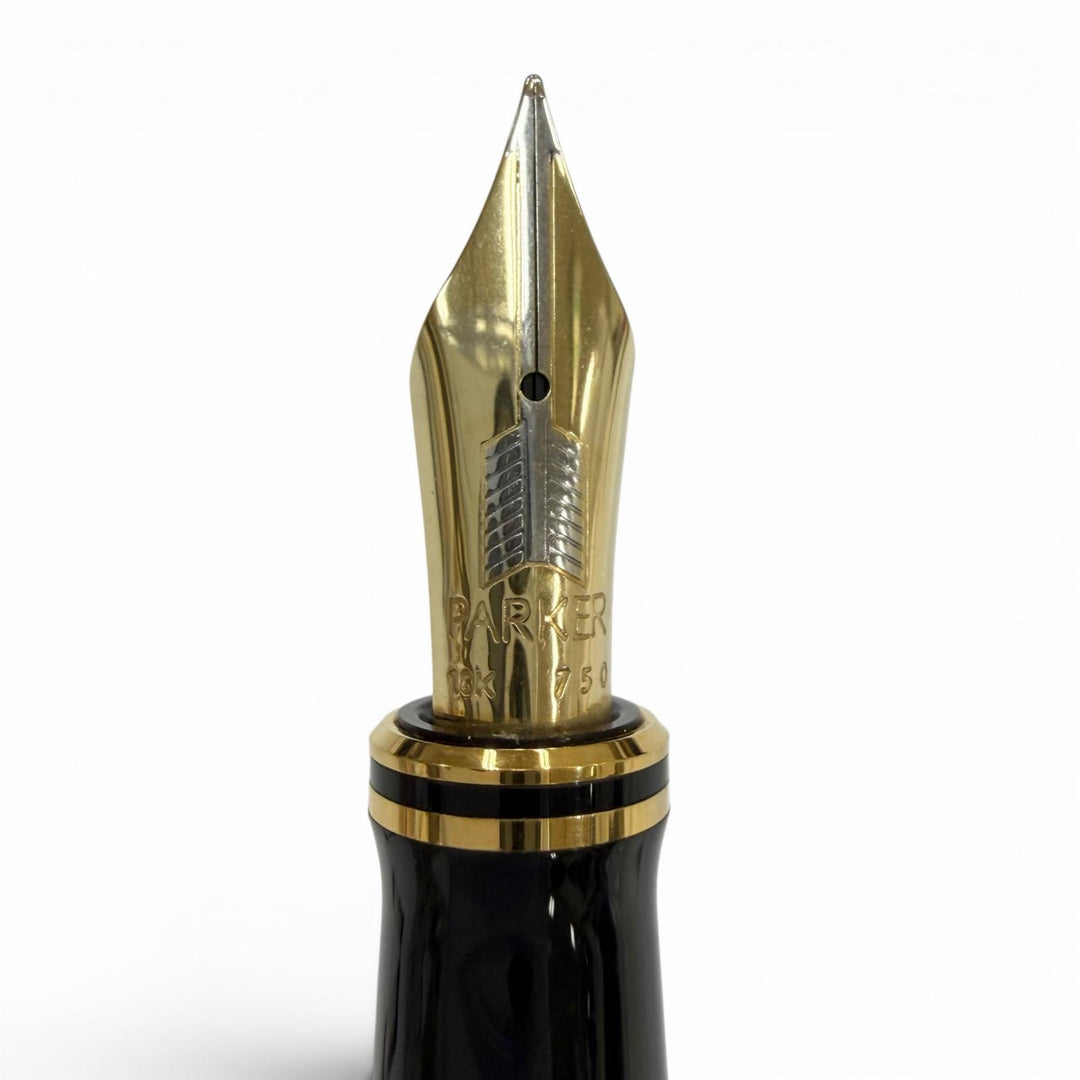 美品▼PARKER パーカー デュオフォールド センテニアル ペン先18K Fニブ 万年筆 シルバー ゴールド ブラック メンズ