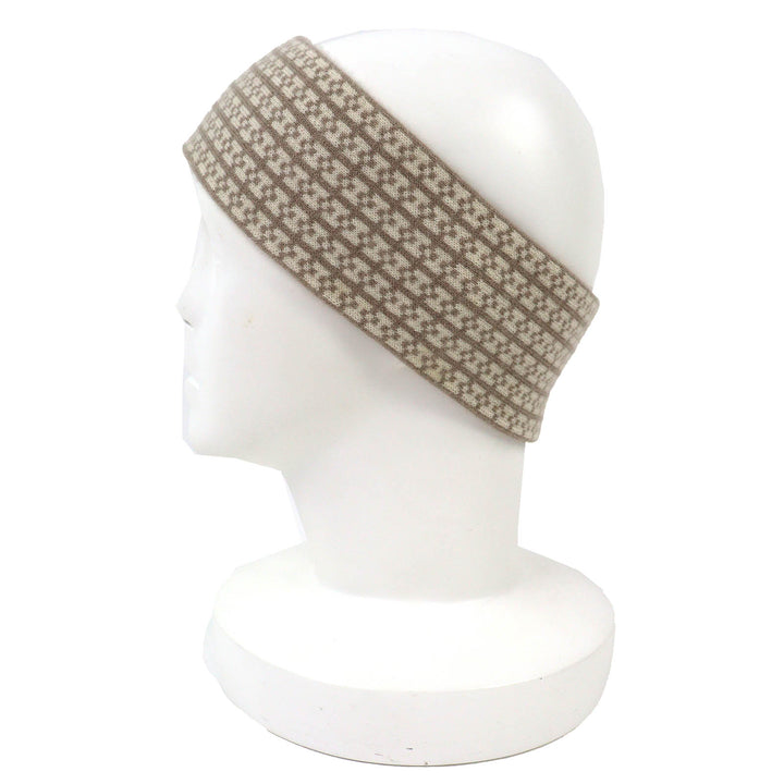 極美品△HERMES エルメス ジョヴァンナ カシミヤ100％ エトゥープ エクリュ Hロゴ ニット ヘアバンド ヘッドバンド ヘアアクセサリー M