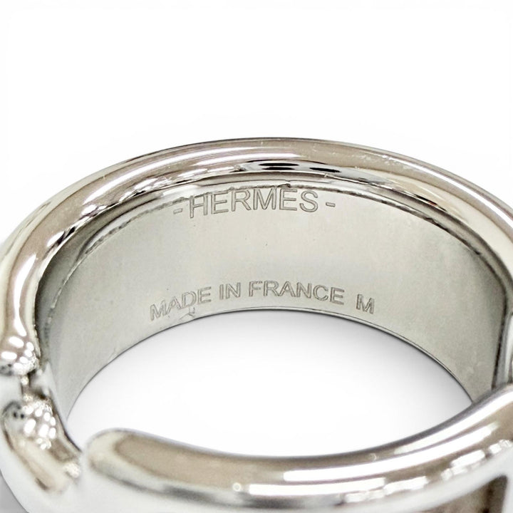 未使用品△HERMES エルメス オランプ リング 指輪 レザー エトゥープ シルバー金具 M （JP14号） フランス製 レディース 箱・保存袋付き