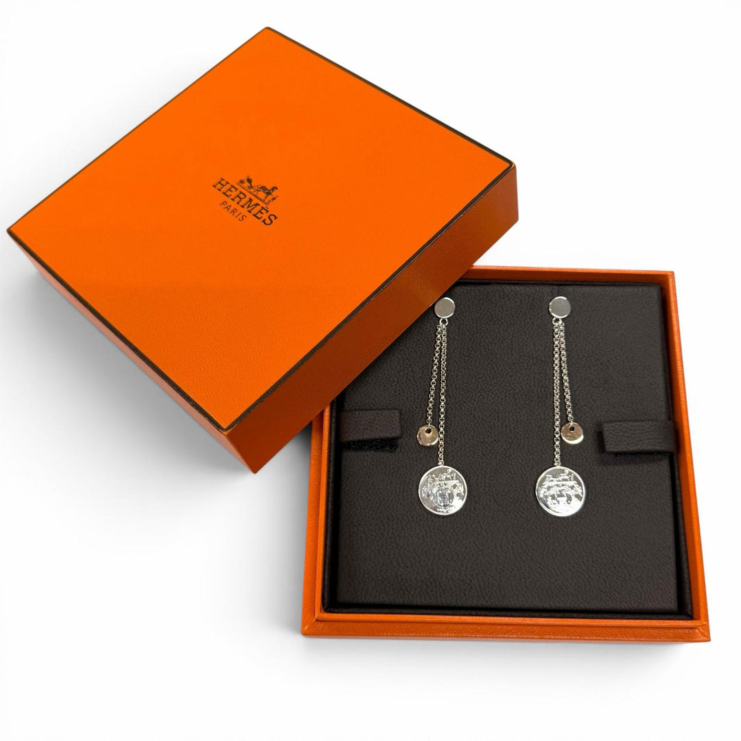 美品★HERMES エルメス 2021年製 エクスリブリスPM AG925 AU750 ピアス シルバー ゴールド フランス製 総重量7.2g レディース 箱付き