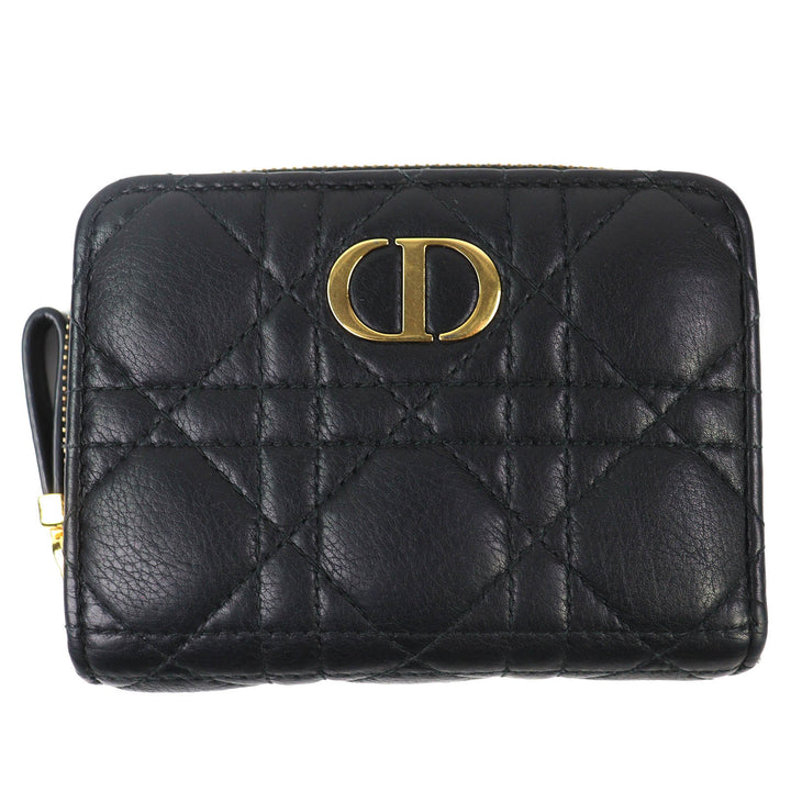 良品△Christian Dior クリスチャンディオール S5032UWHC カナージュ Dior Caro Scarlet レザー ウォレット 二つ折り財布 定価120000円