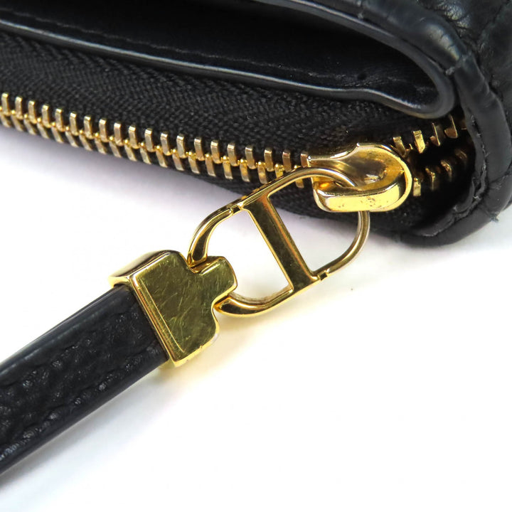 良品△Christian Dior クリスチャンディオール S5032UWHC カナージュ Dior Caro Scarlet レザー ウォレット 二つ折り財布 定価120000円