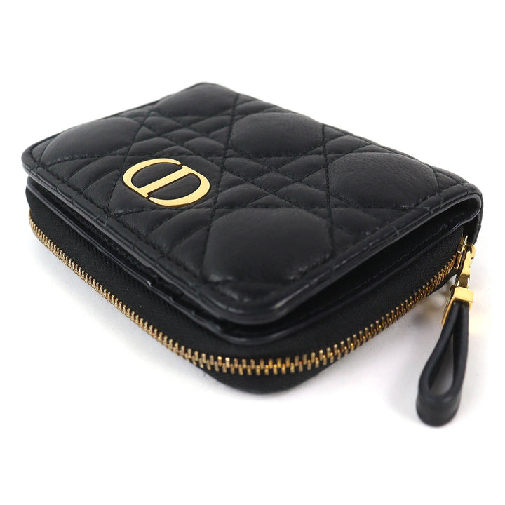 良品△Christian Dior クリスチャンディオール S5032UWHC カナージュ Dior Caro Scarlet レザー ウォレット 二つ折り財布 定価120000円
