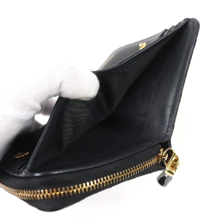 良品△Christian Dior クリスチャンディオール S5032UWHC カナージュ Dior Caro Scarlet レザー ウォレット 二つ折り財布 定価120000円
