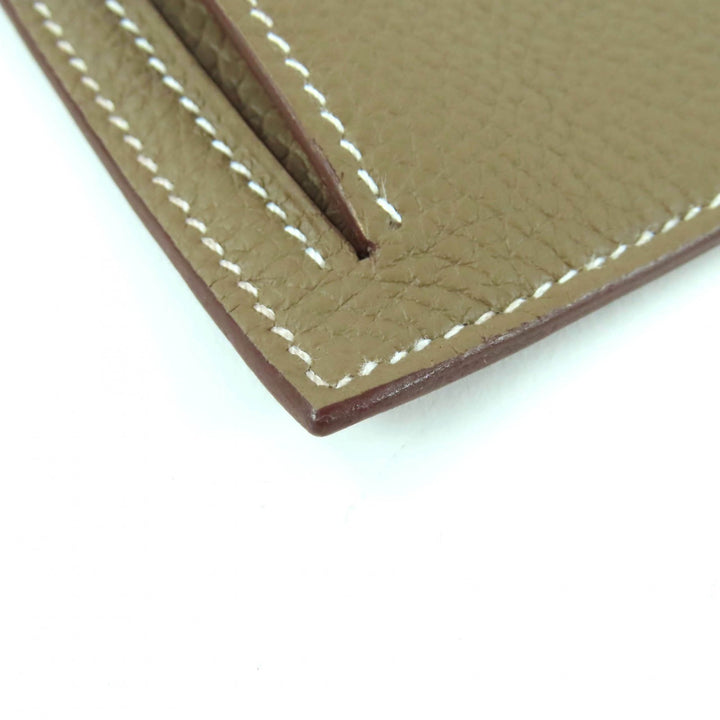 極美品★HERMES エルメス エトゥープ トゴ ゴールド金具 ZIP付き レザー バッグポケット U刻印 箱・保存袋付き フランス製 レディース