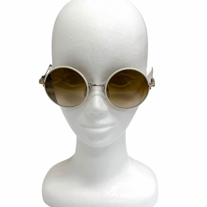 美品▼CHROME HEARTS クロムハーツ OVARYEASY 925 フローラルテンプル ラウンド グラデーションレンズ サングラス 白 総重量28.93g
