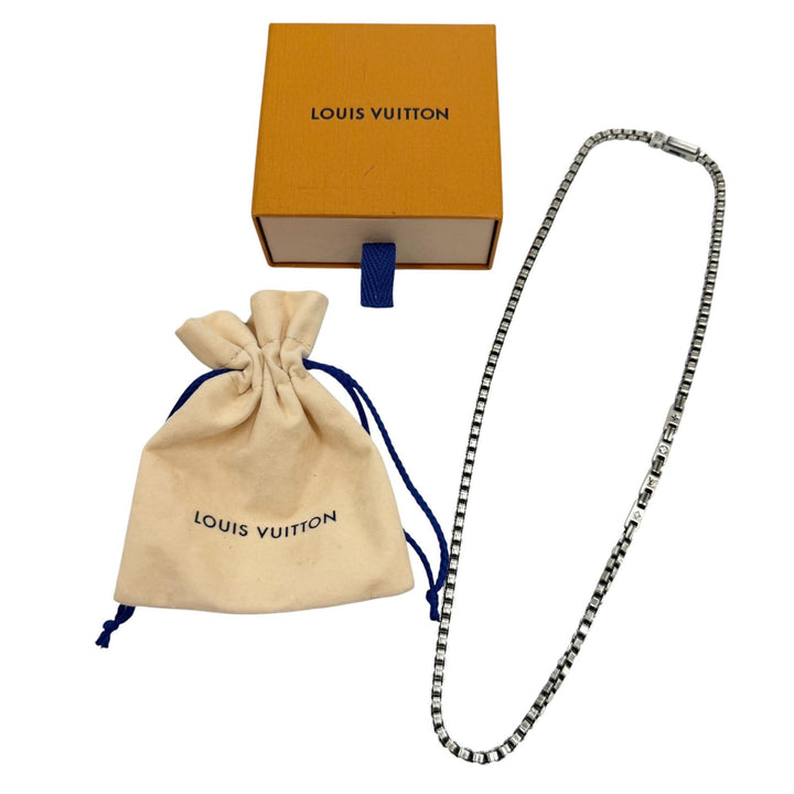 美品▼LOUIS VUITTON ルイヴィトン 2025年製 M02027 ネックレス LV テーラー AG925 チェーン シルバー 重量57.6g メンズ 箱・保存袋付き