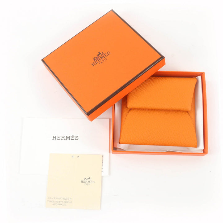 未使用品★HERMES エルメス バスティア オレンジ ヴォーエプソン レザー コインケース 小銭入れ B刻印 箱付 フランス製 レディース