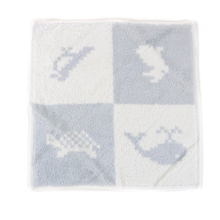未使用品★HERMES エルメス CARRE ANIMAUX PIXEL コットン100％ ブルー アニマル柄 2個セット ベビータオル ハンドタオル 箱付 仏製