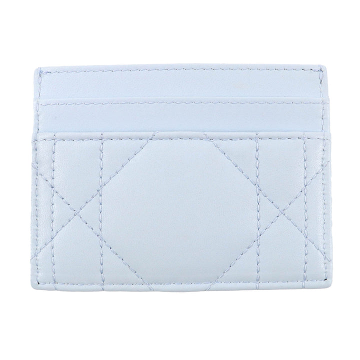 極美品☆Christian Dior クリスチャンディオール 25AW Dior Caro Freesia クリスタル カードホルダー ラムスキン ライトブルー