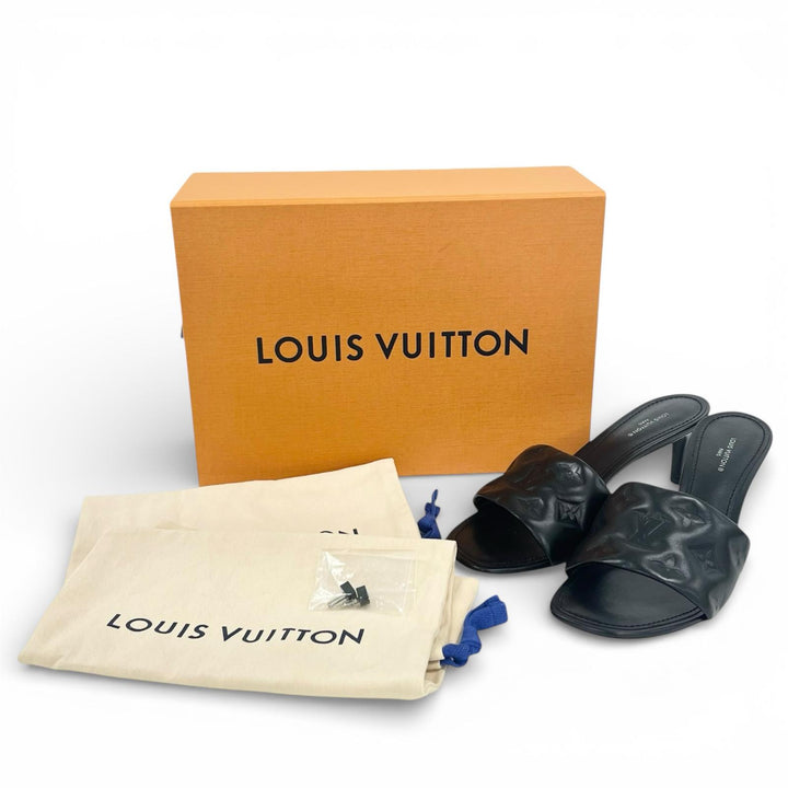 未使用品▲LOUIS VUITTON ルイヴィトン リバイバルライン モノグラム ミュール サンダル ブラック 38.5 箱・保存袋付き 伊製 レディース
