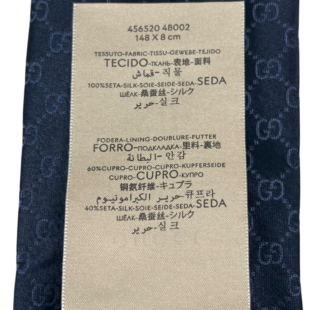 極美品▲GUCCI グッチ 22AW 456520 TIE FEDRA GG柄 シルク100％ ネクタイ ネイビー イタリア製 正規品 メンズ ビジネス◎