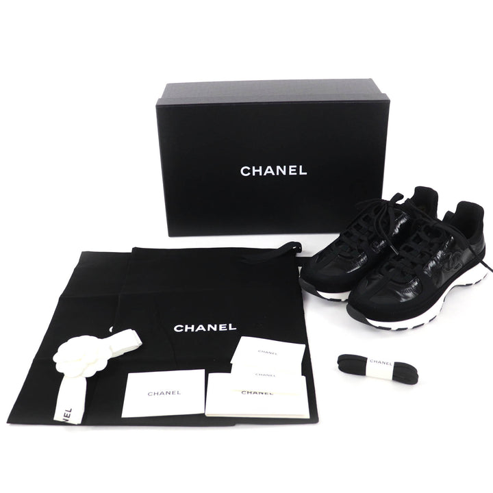 未使用品◇CHANEL シャネル G46609 ココマーク レザー ローカットスニーカー ブラック ホワイト 37 箱・保存袋付 イタリア製 レディース