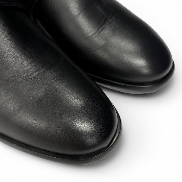 美品★Salvatore Ferragamo サルヴァトーレフェラガモ ダブルガンチーニ レザー ロングブーツ ブラック ゴールド金具 6.5 伊製