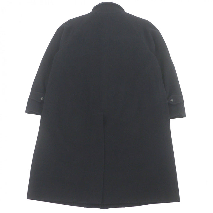 美品□BURBERRY LONDON バーバリーロンドン アンゴラ ミンク混 ロゴボタン 裏地チェック柄 ステンカラーコート 94-175-6 日本製 正規品
