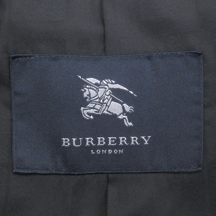 美品□BURBERRY LONDON バーバリーロンドン アンゴラ ミンク混 ロゴボタン 裏地チェック柄 ステンカラーコート 94-175-6 日本製 正規品