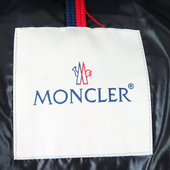 美品△MONCLER モンクレール WILSON ウィルソン ロゴプリント ロゴワッペン フード付 ダウンジャケット ブラック レッド ブルー 3 正規品