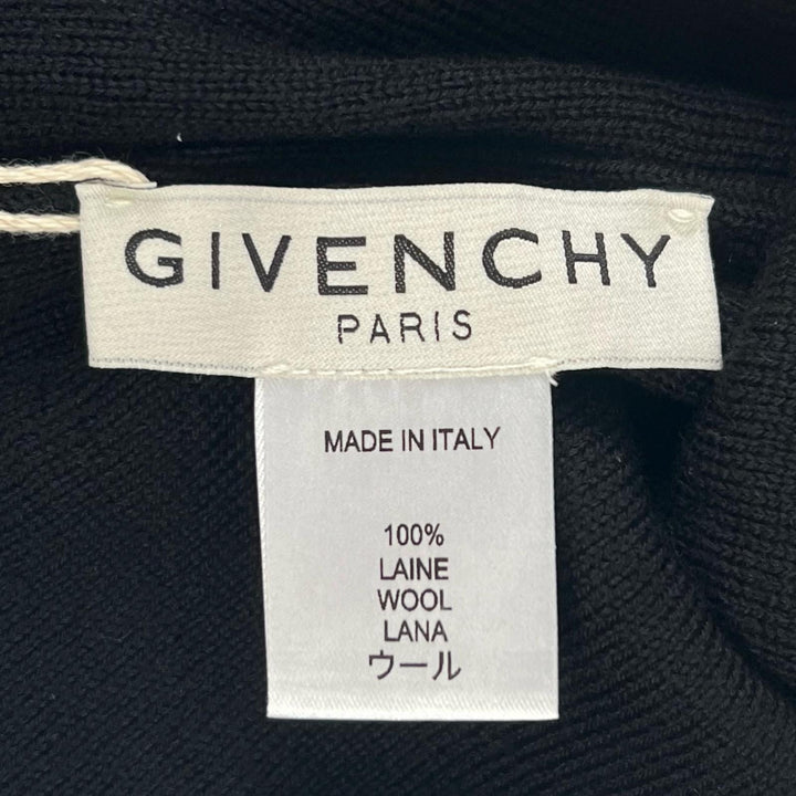 未使用品▲GIVENCHY ジバンシィ ウール100％ ロゴデザイン ニットキャップ ビーニー 帽子 ブラック ホワイト イタリア製 正規品 メンズ