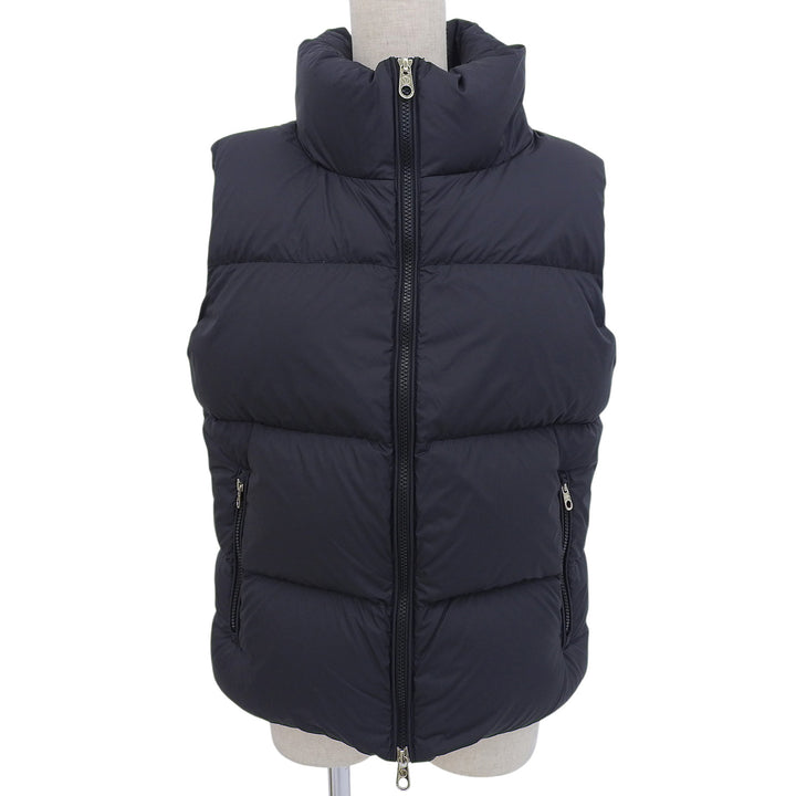 美品▲CAPE HORN ケープホーン anachena アナチェナ ダブルジップ スタンドカラー ダウンベスト ダークネイビー 42 正規品 レディース