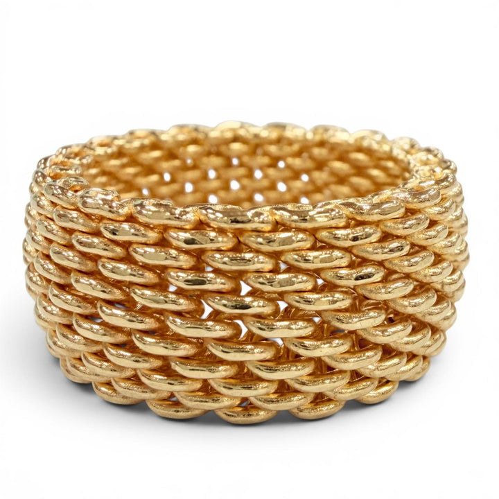 極美品◇TIFFANY&amp;Co. ティファニー サマセット リング 750 (YG) メッシュ 指輪 イエローゴールド JP17号相当 重量14.1g レディース