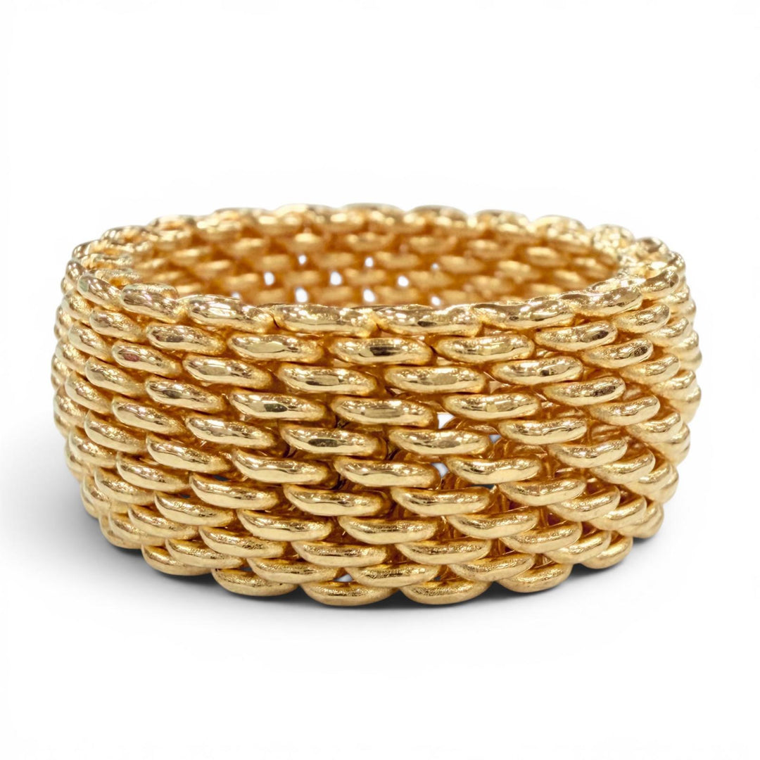 極美品◇TIFFANY&amp;Co. ティファニー サマセット リング 750 (YG) メッシュ 指輪 イエローゴールド JP17号相当 重量14.1g レディース