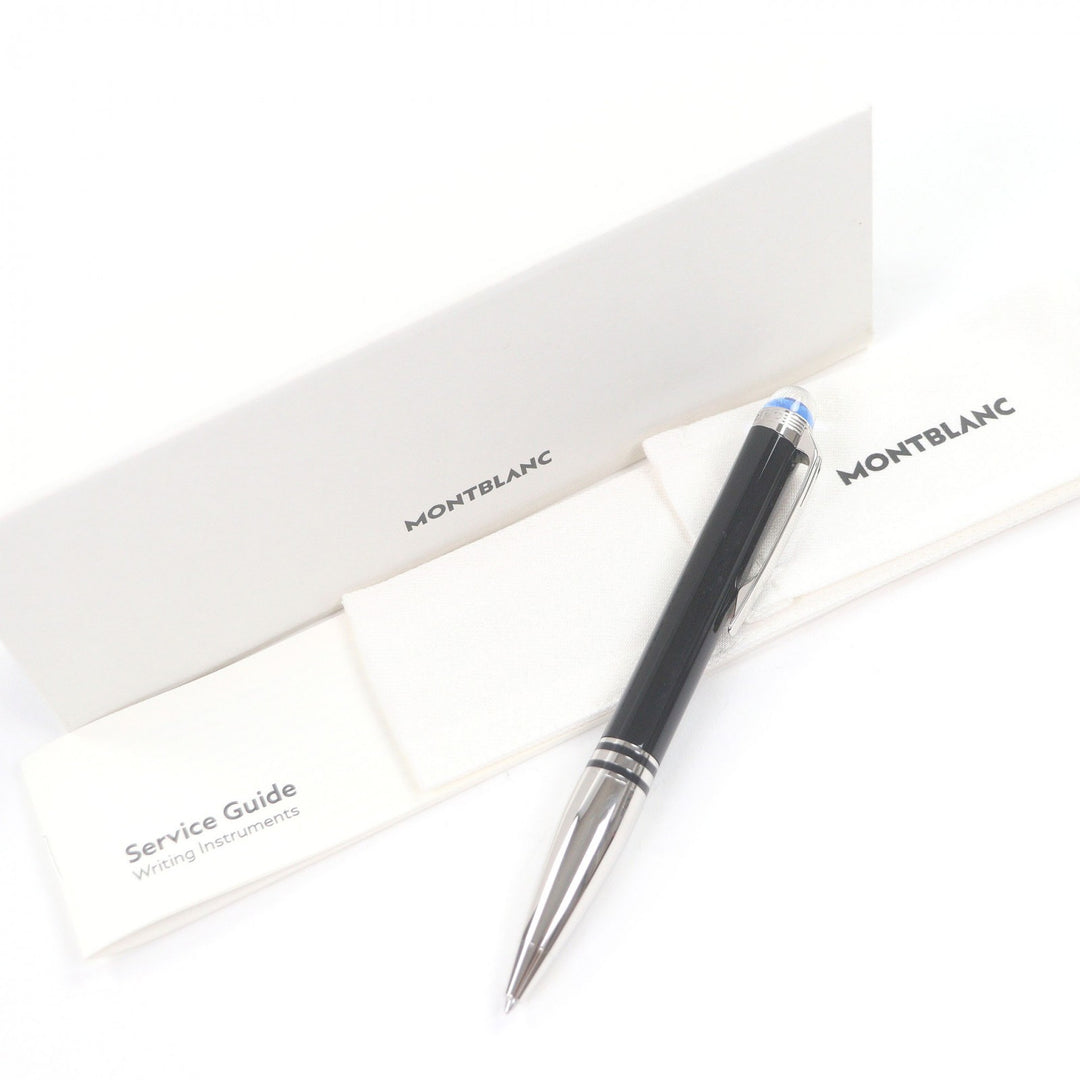 極美品□MONTBLANC スターウォーカー ドゥエ プレシャスレジン ブルードーム 新型 現行品 ボールペン ブラック シルバー ドイツ製 筆記OK