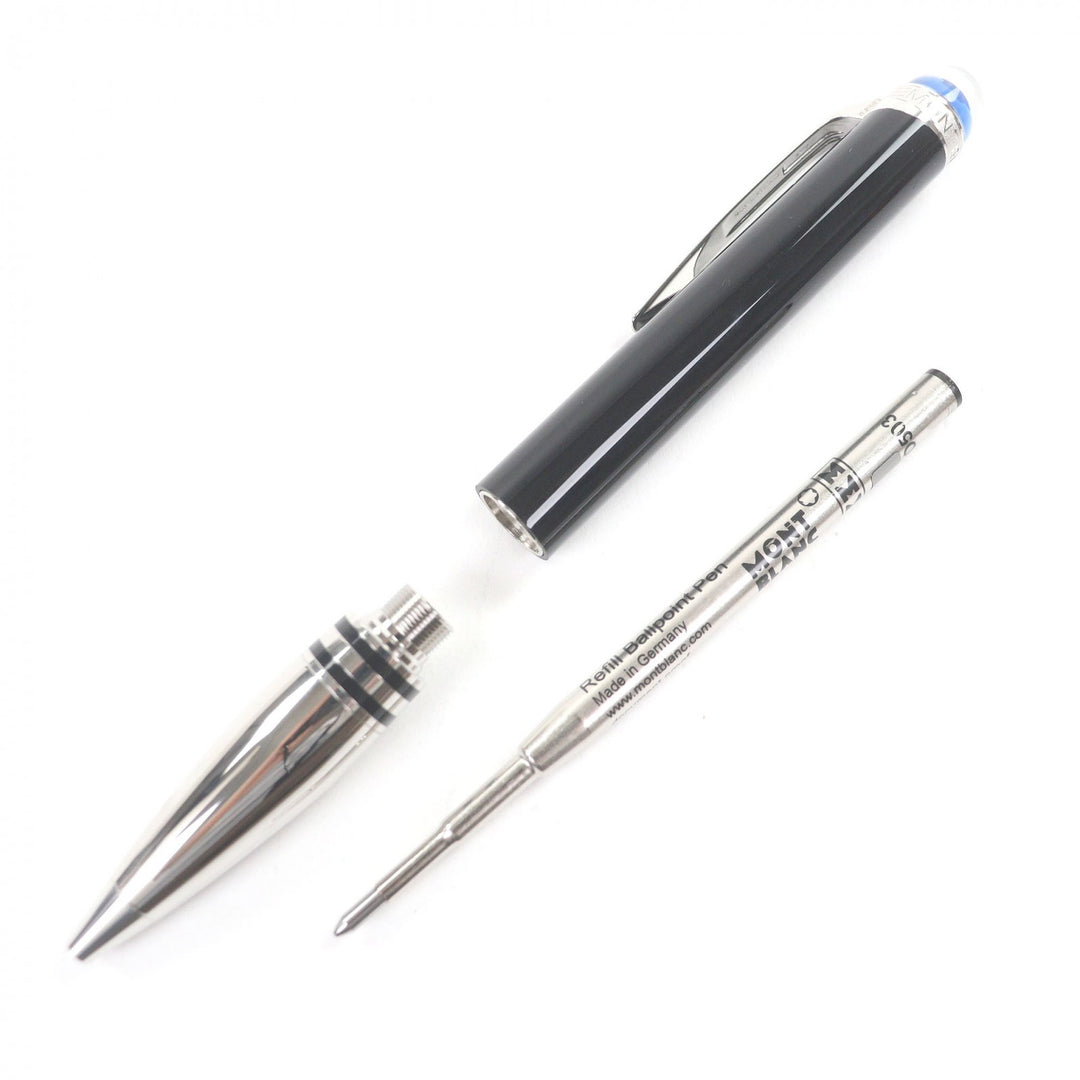 極美品□MONTBLANC スターウォーカー ドゥエ プレシャスレジン ブルードーム 新型 現行品 ボールペン ブラック シルバー ドイツ製 筆記OK