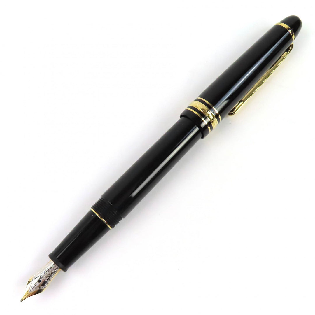 未使用品△MONTBLANC モンブラン マイスターシュテュック 145 ペン先14K Fニブ 万年筆 ブラック ゴールド 箱・保存袋付 ドイツ製 メンズ