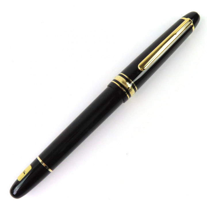 未使用品△MONTBLANC モンブラン マイスターシュテュック 145 ペン先14K Fニブ 万年筆 ブラック ゴールド 箱・保存袋付 ドイツ製 メンズ