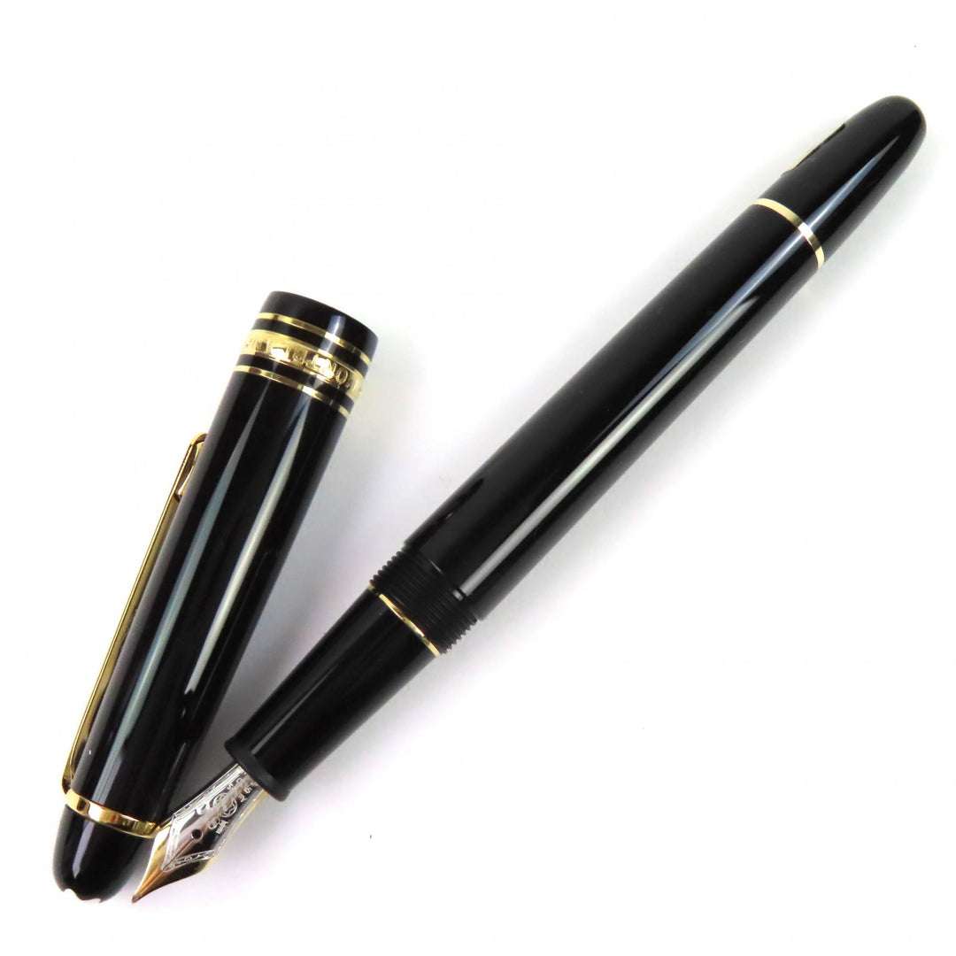 未使用品△MONTBLANC モンブラン マイスターシュテュック 145 ペン先14K Fニブ 万年筆 ブラック ゴールド 箱・保存袋付 ドイツ製 メンズ