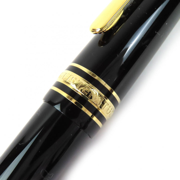 未使用品△MONTBLANC モンブラン マイスターシュテュック 145 ペン先14K Fニブ 万年筆 ブラック ゴールド 箱・保存袋付 ドイツ製 メンズ
