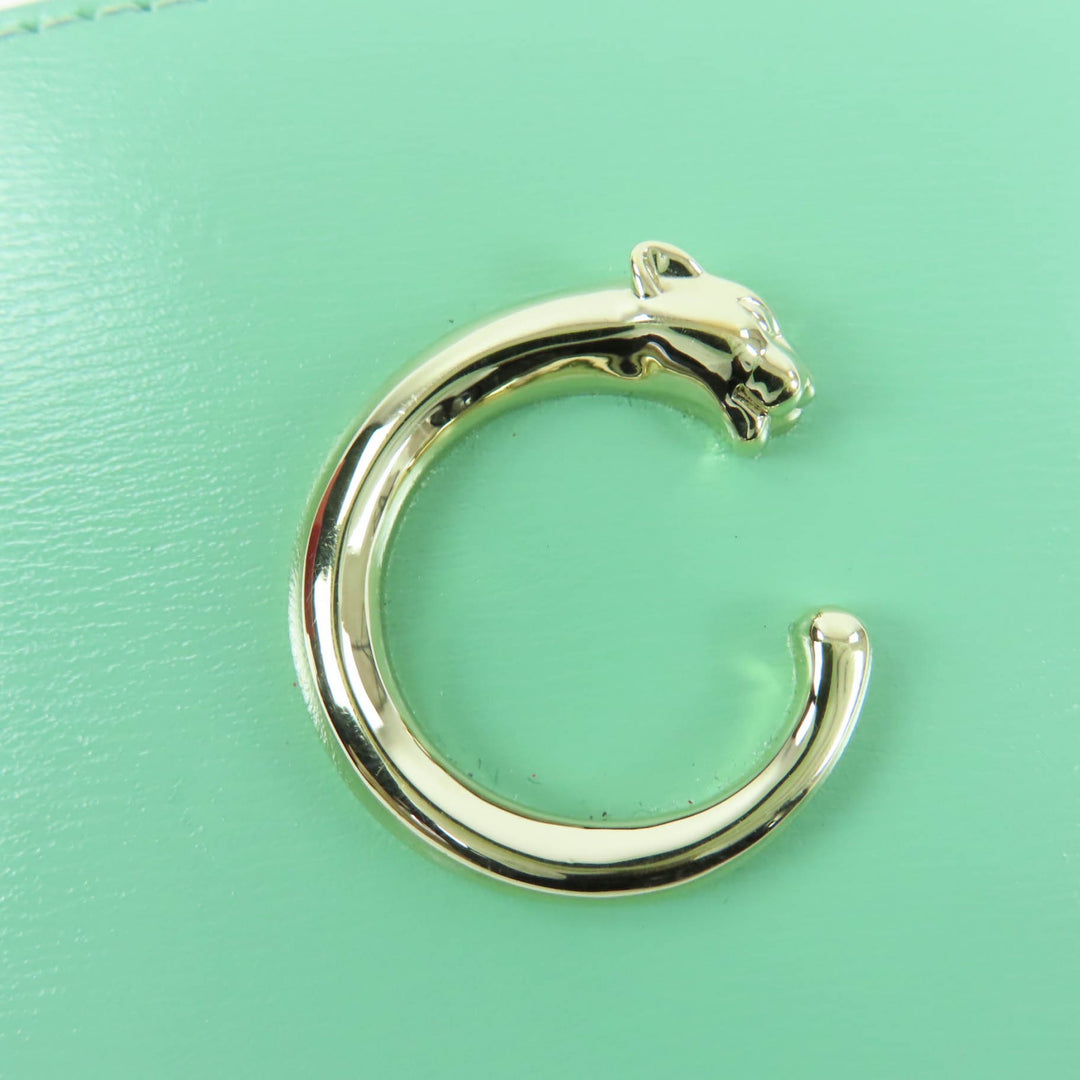 未使用品☆Cartier カルティエ カード ホルダー パンテール C グレインドカーフスキン セージグリーン カードケース ゴールド金具 伊製