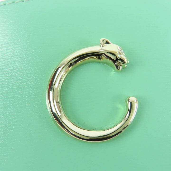 未使用品☆Cartier カルティエ カード ホルダー パンテール C グレインドカーフスキン セージグリーン カードケース ゴールド金具 伊製