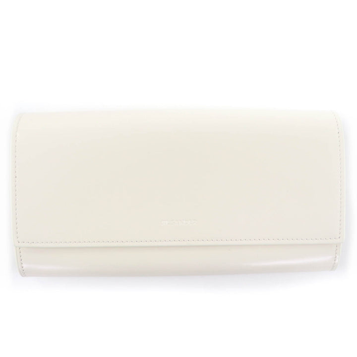 未使用品☆JIL SANDER ジルサンダー ロゴ入り レザー ロングウォレット 長財布 ホワイト 保存袋付き イタリア製 レディース